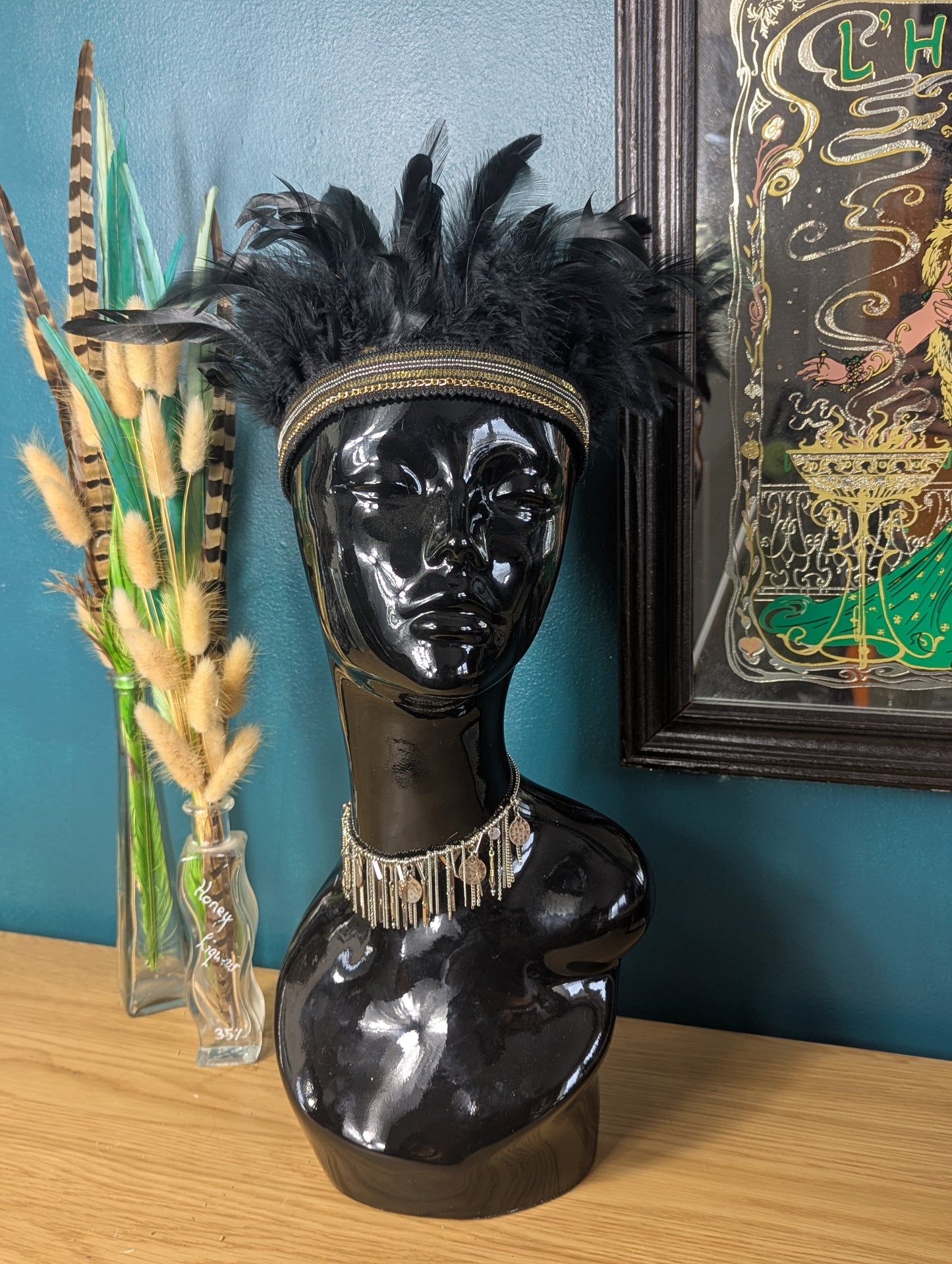 Black & Gold Feather Crown