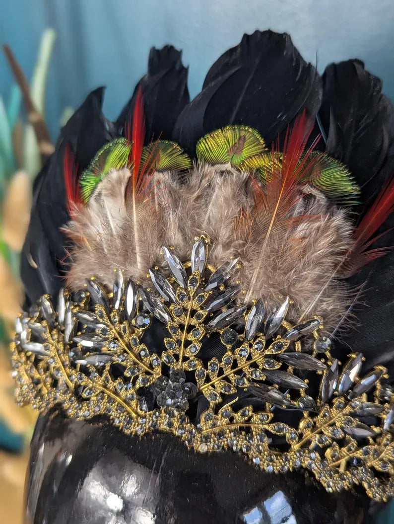Black & Gold Feather Tiara