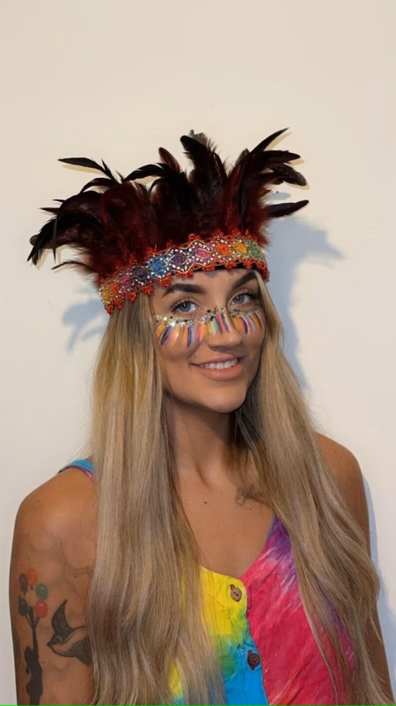 Red Feather Crown, Headdress, Headband