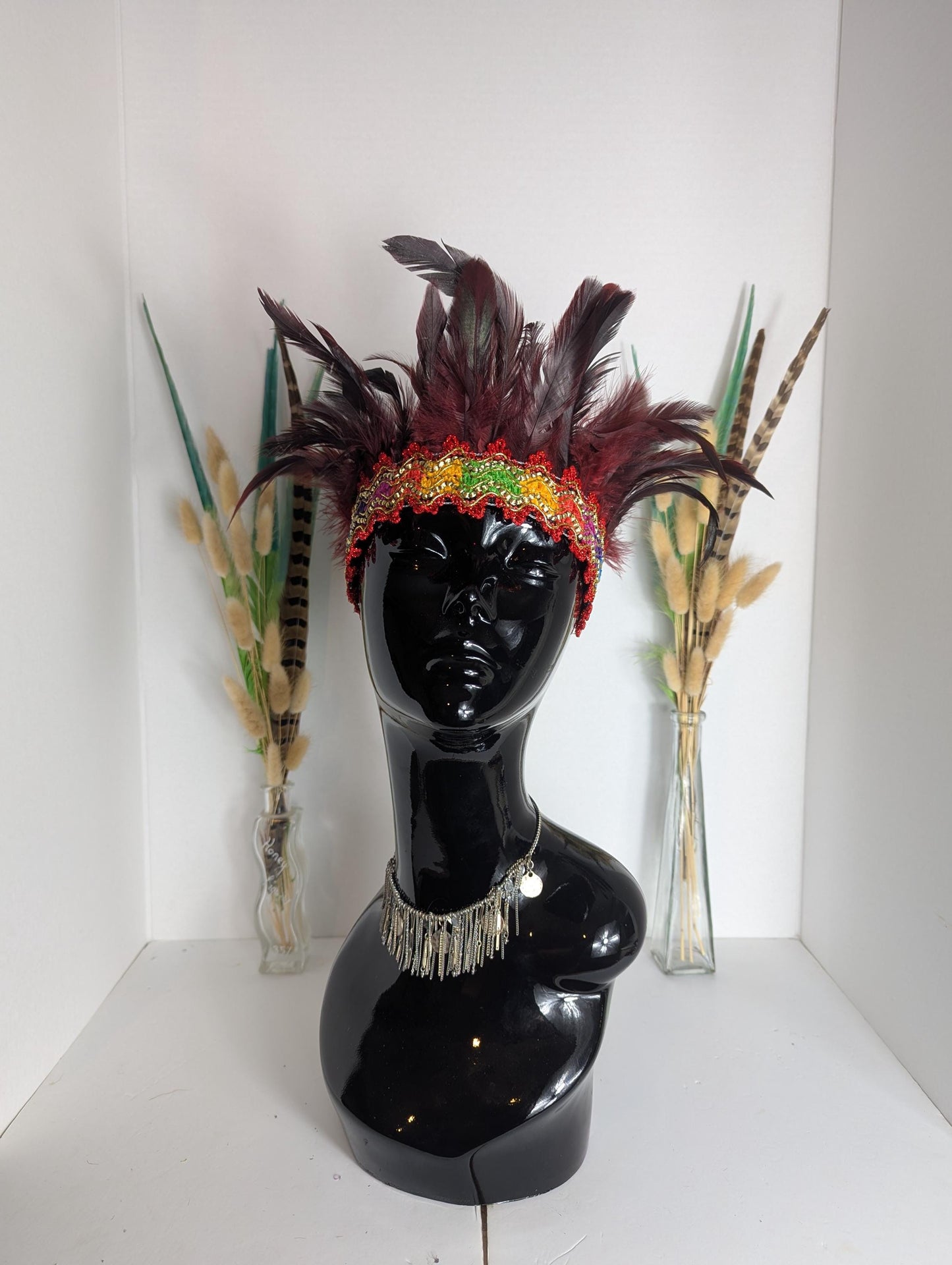 Red Feather Crown, Headdress, Headband