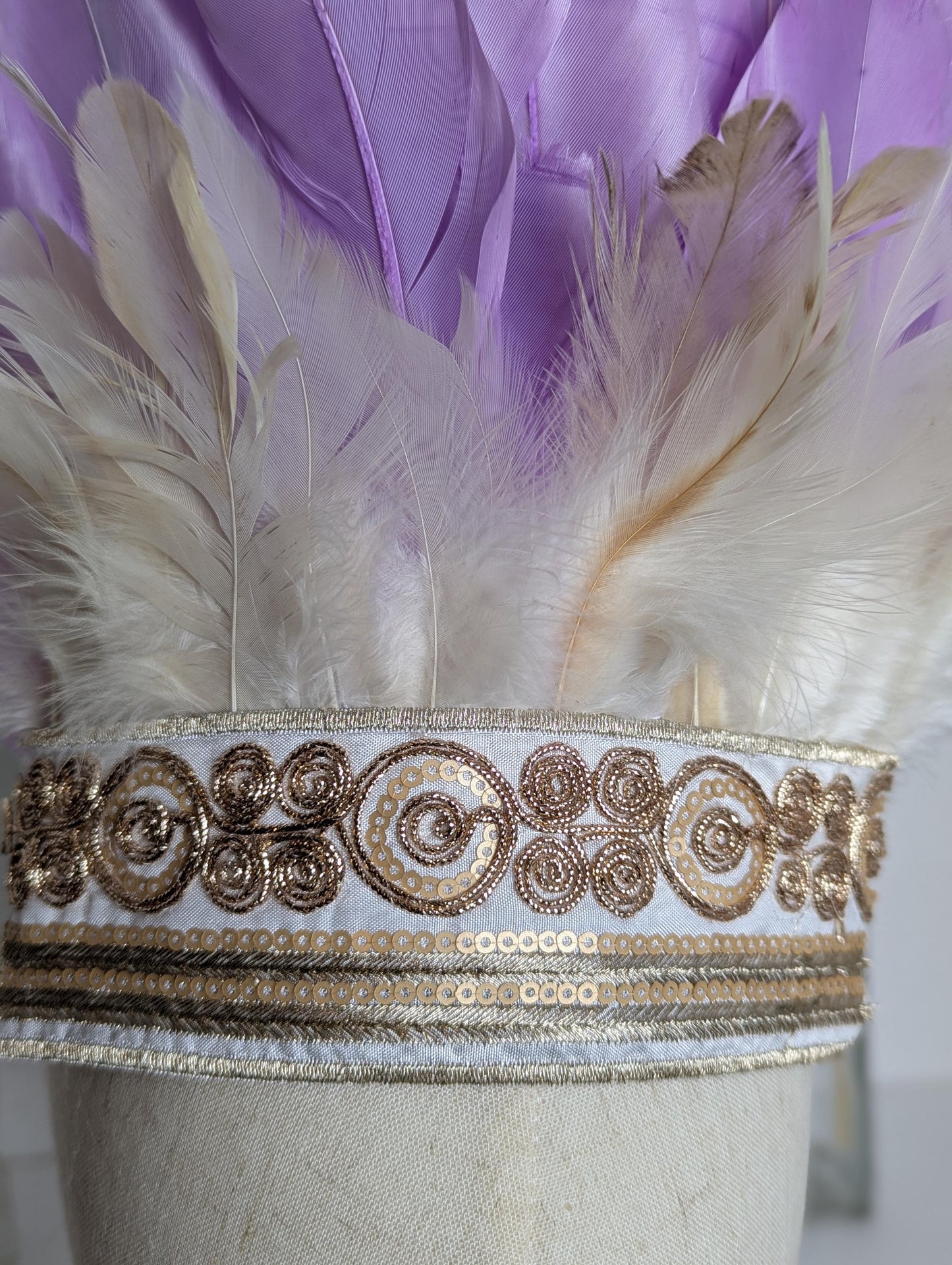 Childs White & Purple Feather Headband Headpiece Headdress