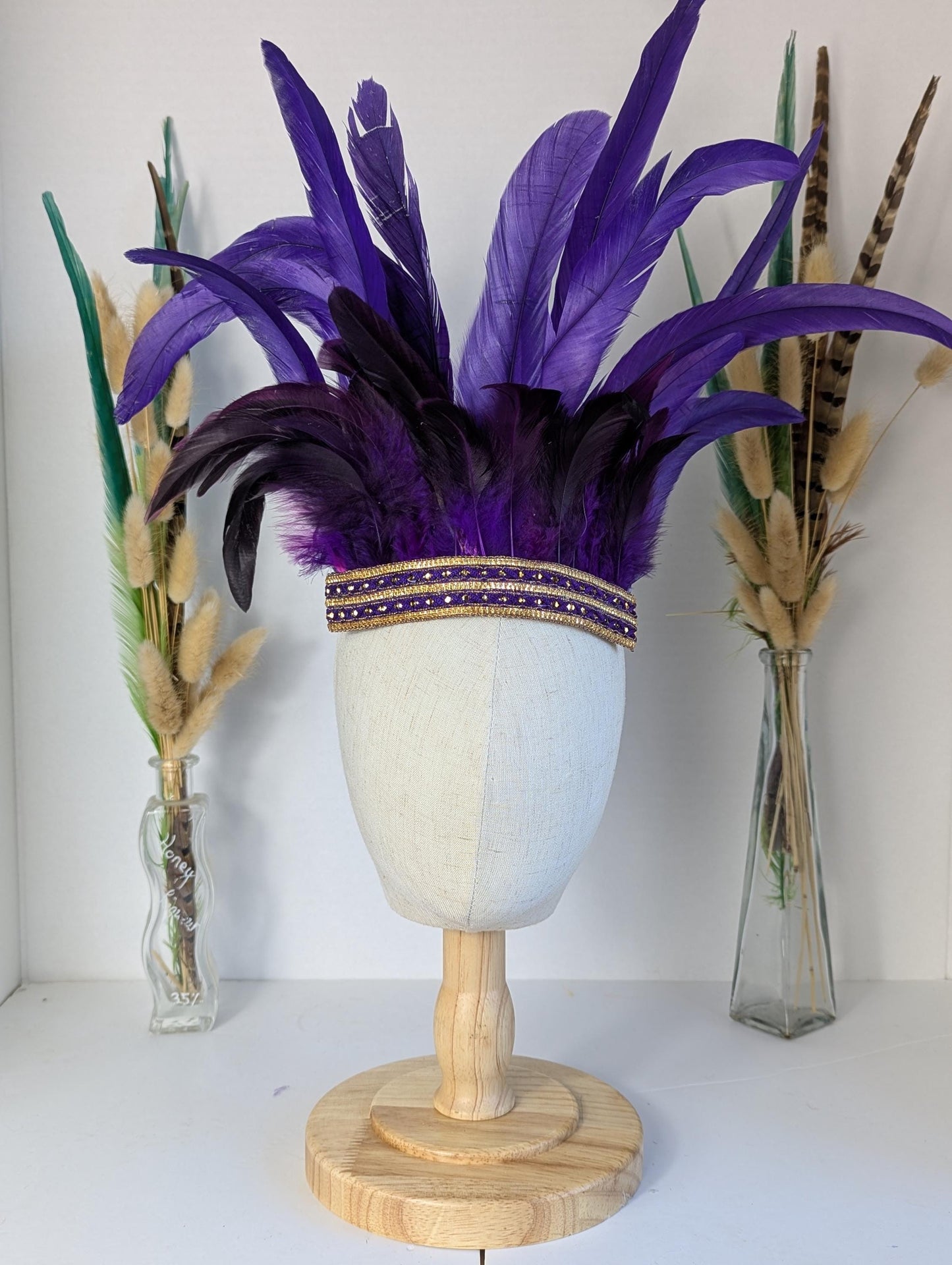 Childs Purple Feather Headband Headpiece Headdress