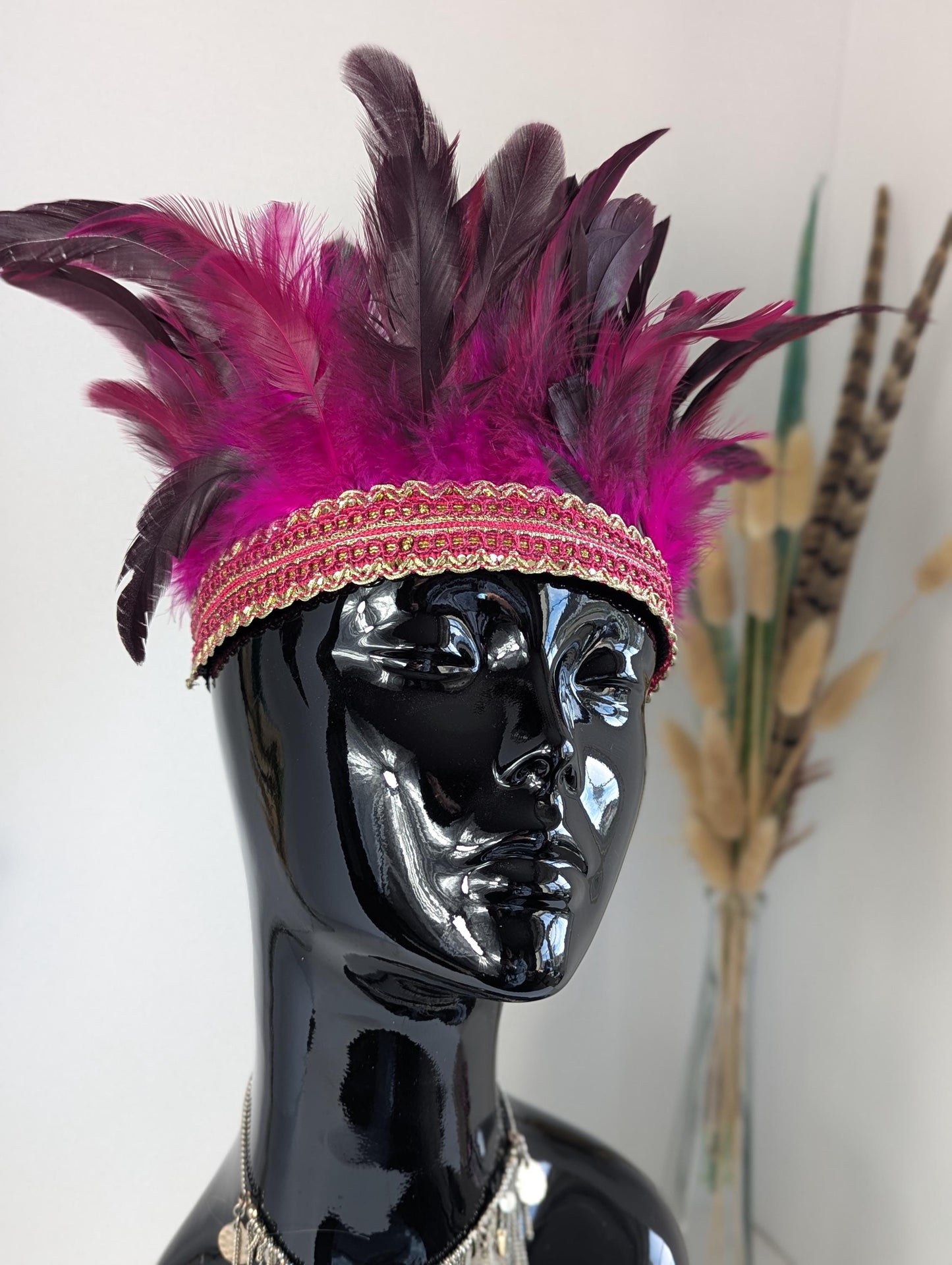 Pink Feather Crown Headdress