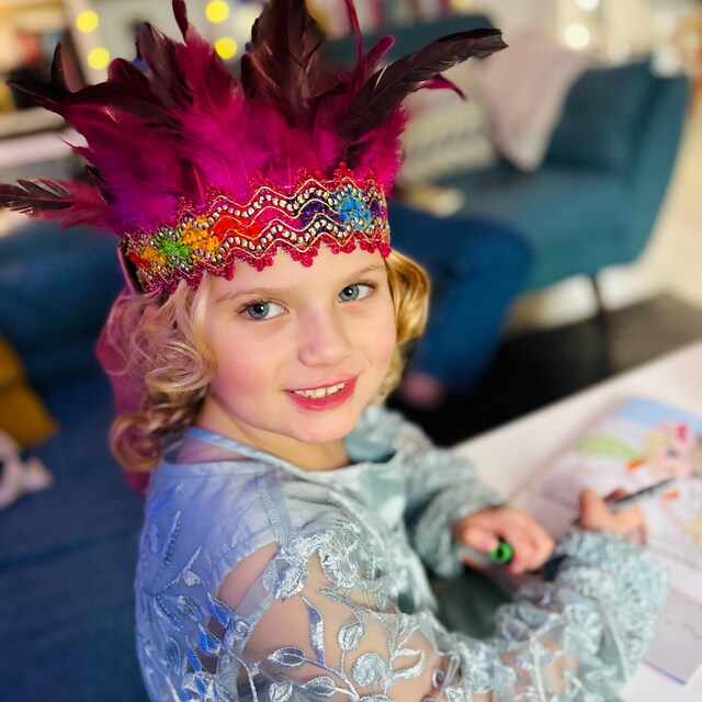 Childs Pink Feather Crown