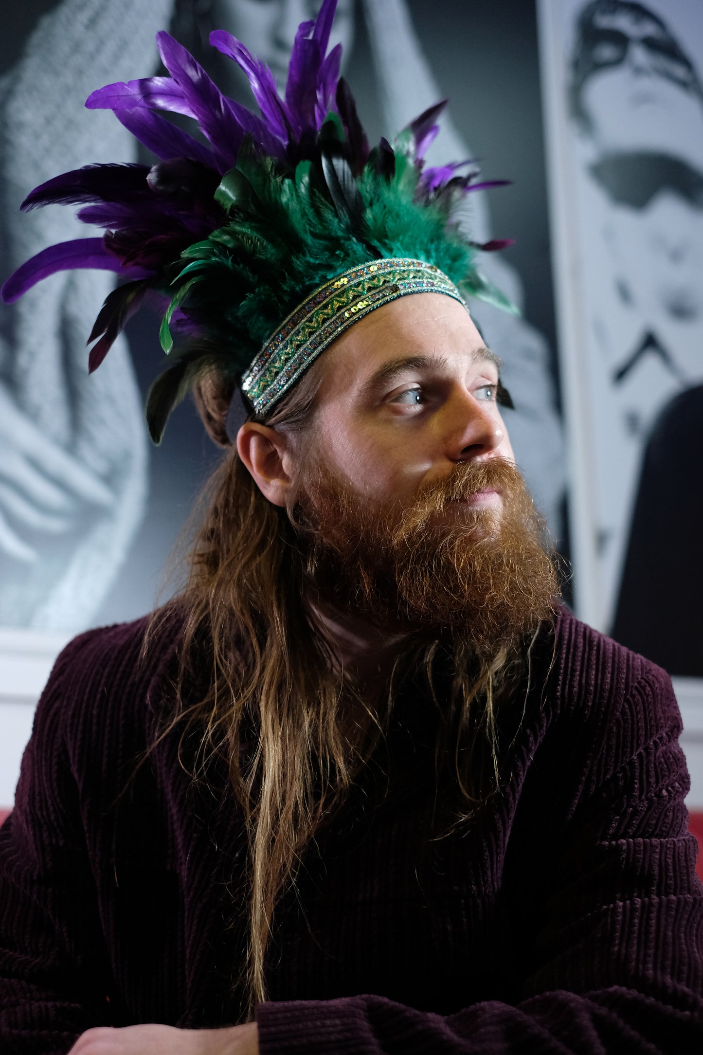 Purple & Green Feather Crown