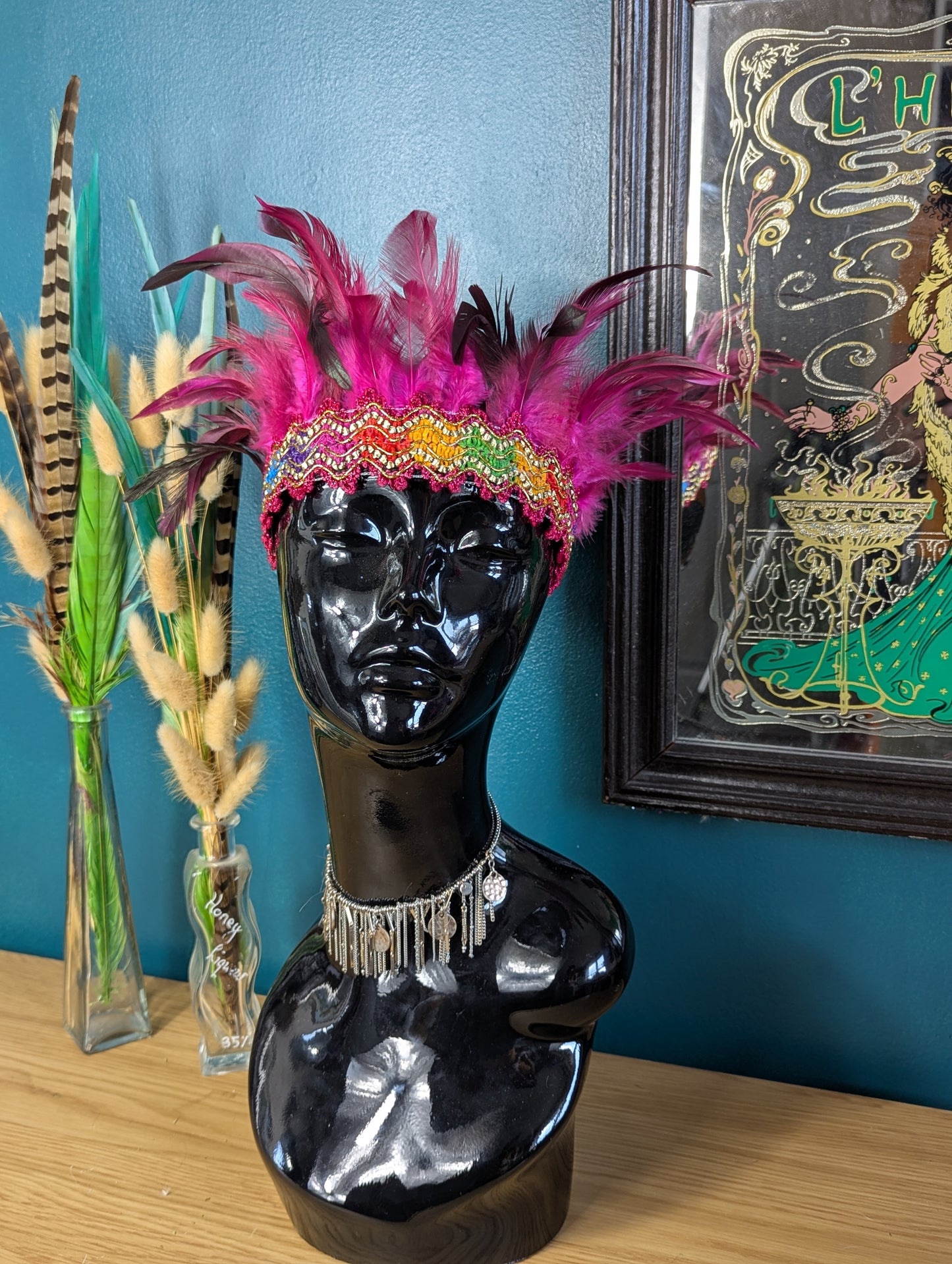 Pink Feather Crown Headdress