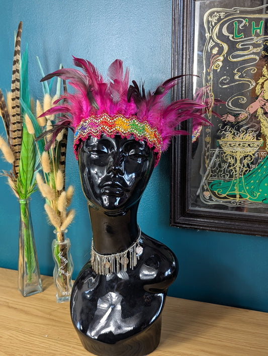 Pink Feather Crown Headdress