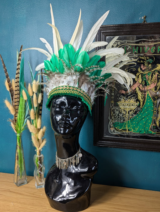 Tall Green Feather Crown