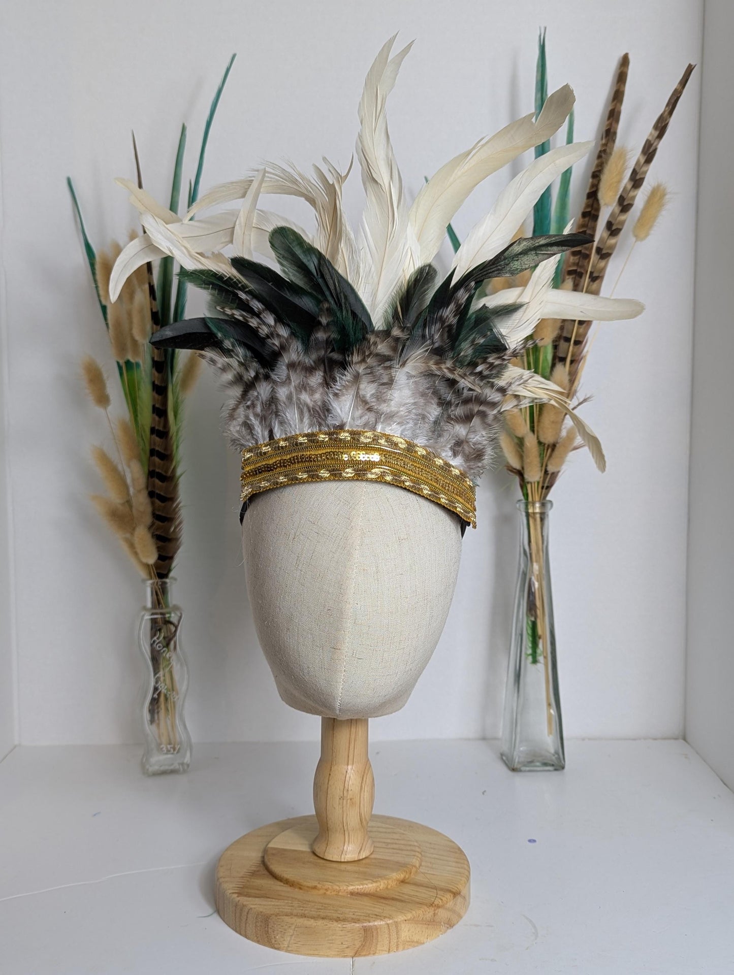 Childs White Feather Headband Headpiece Headdress