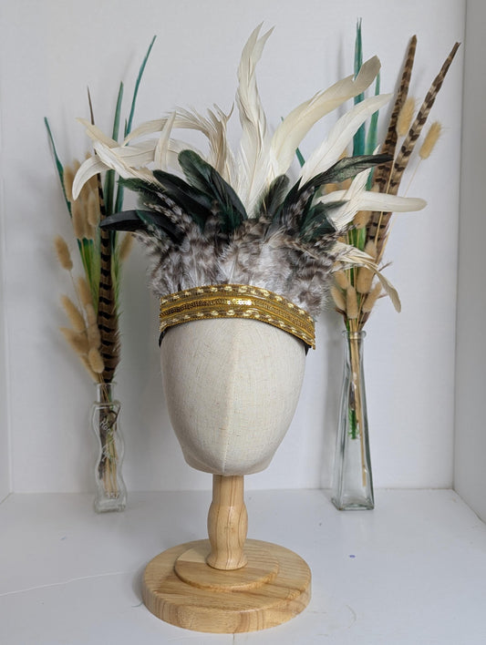 Childs White Feather Headband Headpiece Headdress