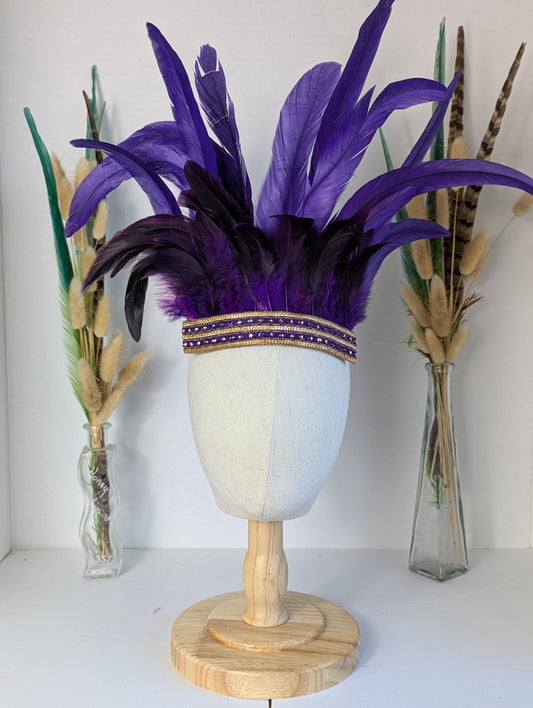 Childs Purple Feather Headband Headpiece Headdress