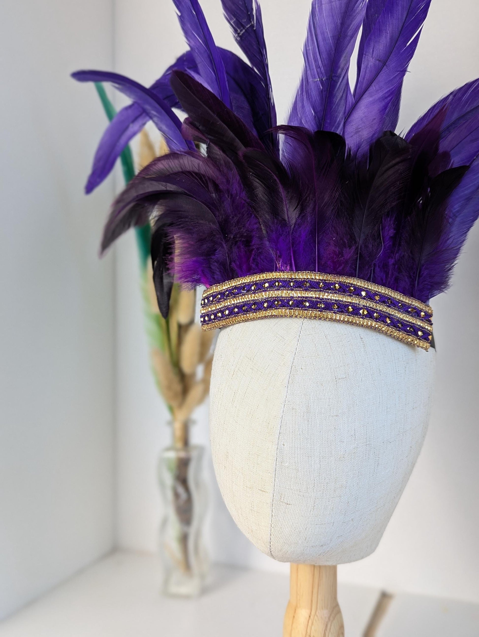 Childs Purple Feather Headband Headpiece Headdress