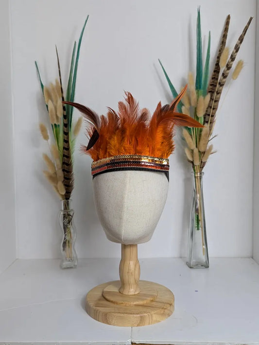 Childs Orange Feather Crown